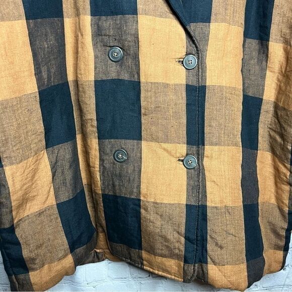 NEW Mara Hoffman checkered plaid linen double breasted puffer jacket size 3X - Picture 3 of 10